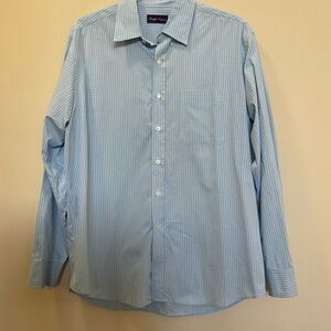 Ralph Lauren Purple Label Made In Italy Blue White Long Sleeve Shirt Size XL
